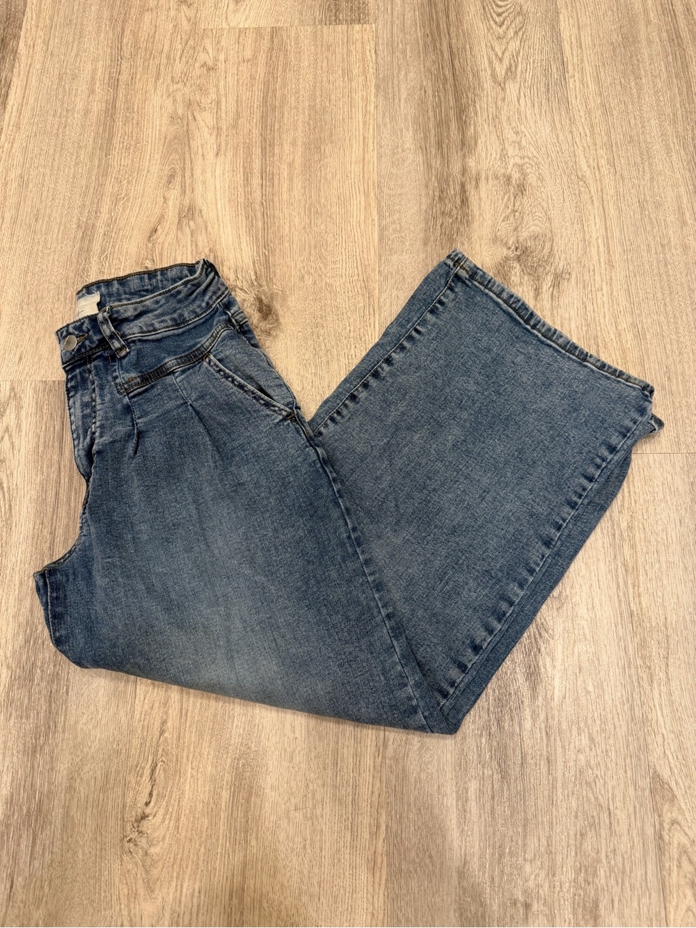 Habitual Girls Size 14 Wide Leg Baggy Jeans Medium Wash Denim